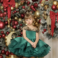 Girls' Princess Dress 256164 - Emerald Green & Gold Bow Formal Gown