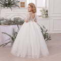 Girls' Princess Dress D34022 - White Lace Formal Gown