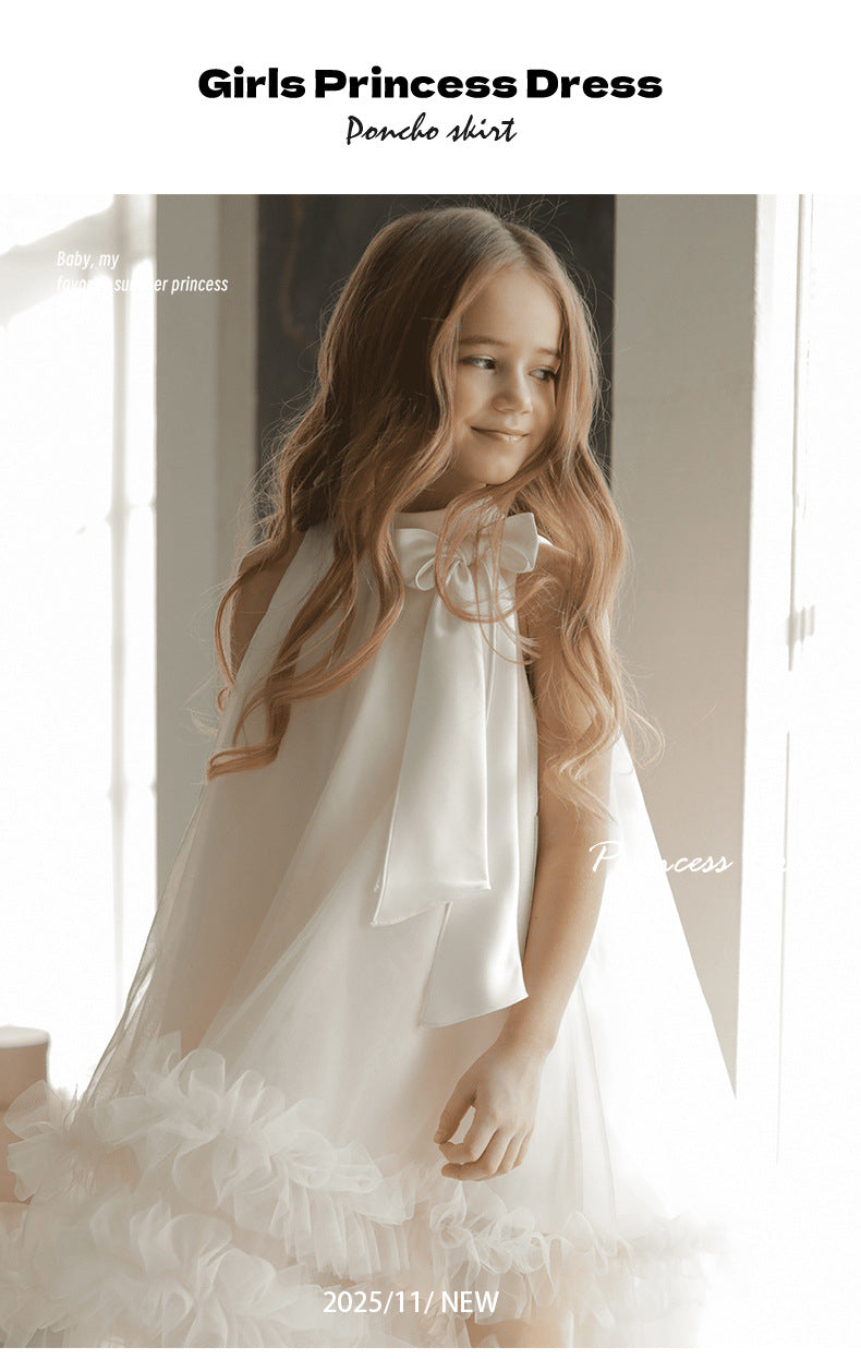 Girls' Princess Dress 25669 - White 3D Floral Petal Formal Gown