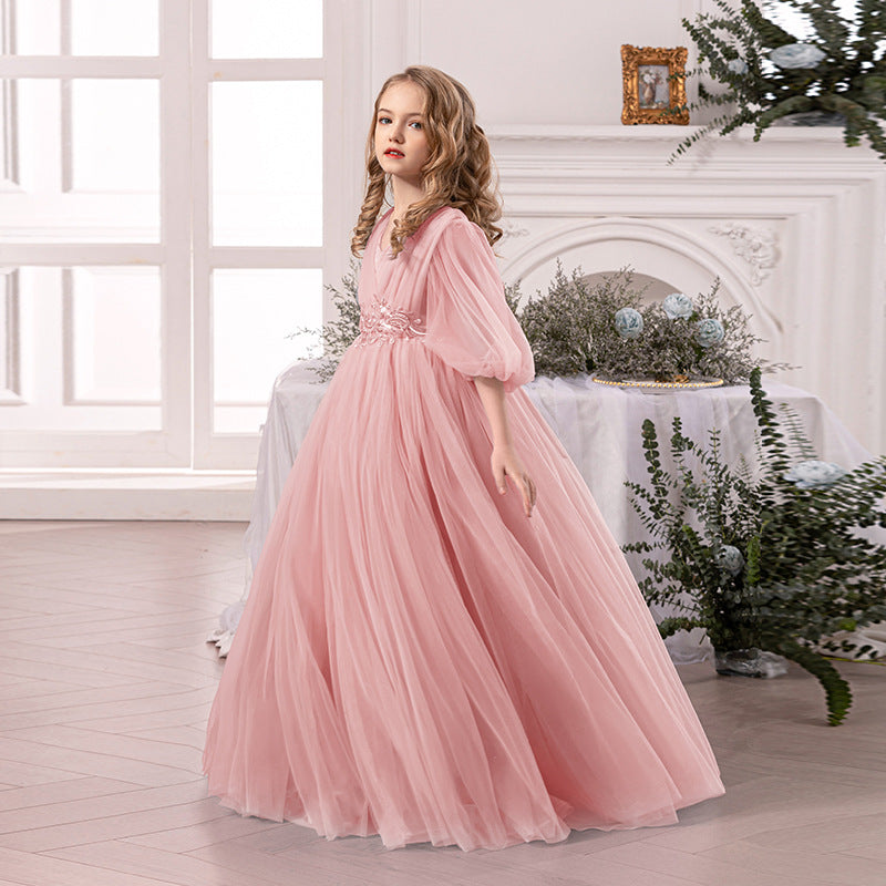 Girls Princess Dress D34025 - Premium Soft Fabric Ball Gown