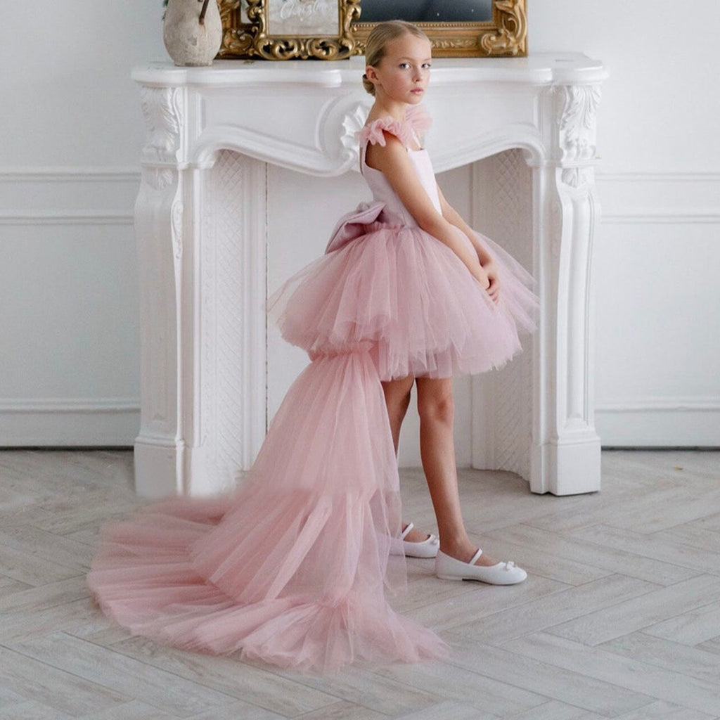 Girls' Princess Dress D34016 - Pink Fluffy Tulle Gown