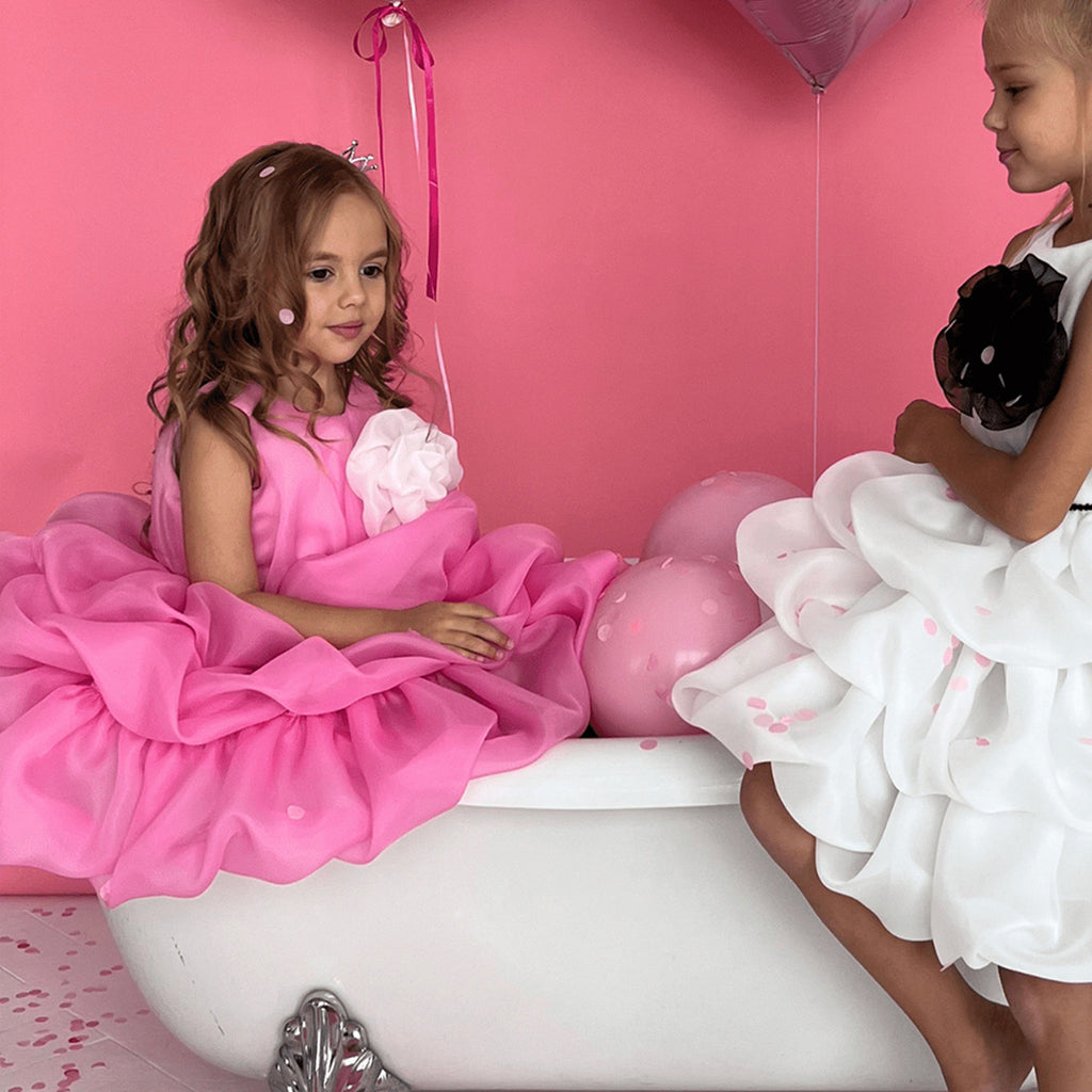 Girls' Princess Dress - Rose Red Tiered Cake Gown Style 25670