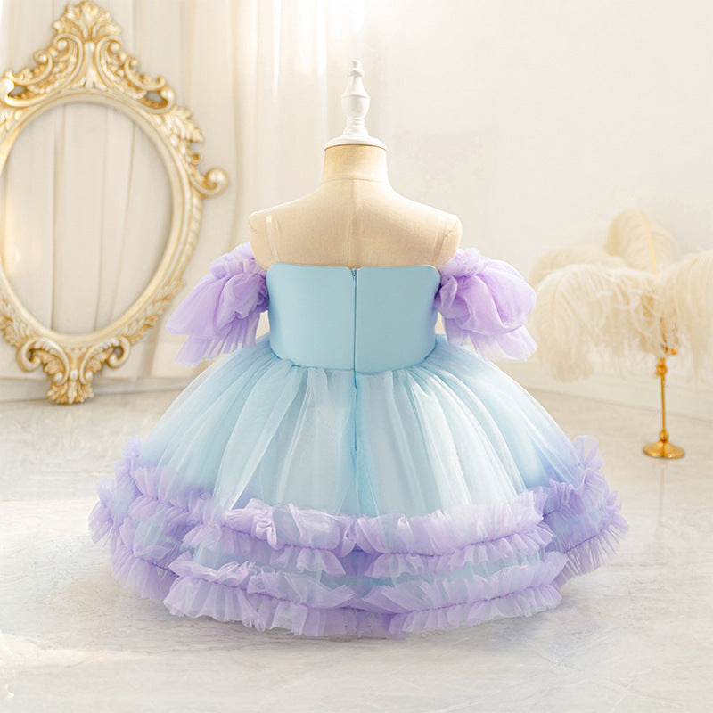 Girls Mermaid Princess Dress 25622 - Sequin Off-Shoulder Ball Gown
