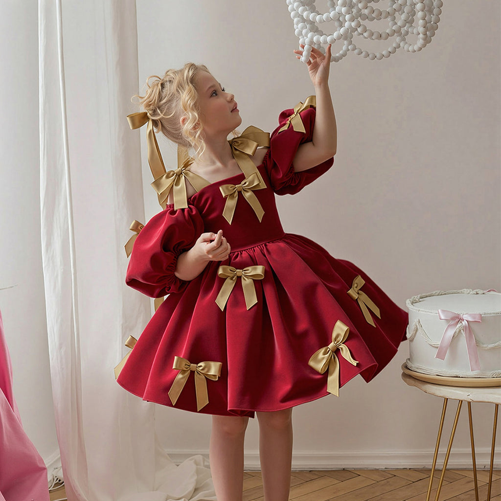 Girls' Princess Dress 256136 - White & Pink Bow Formal Gown
