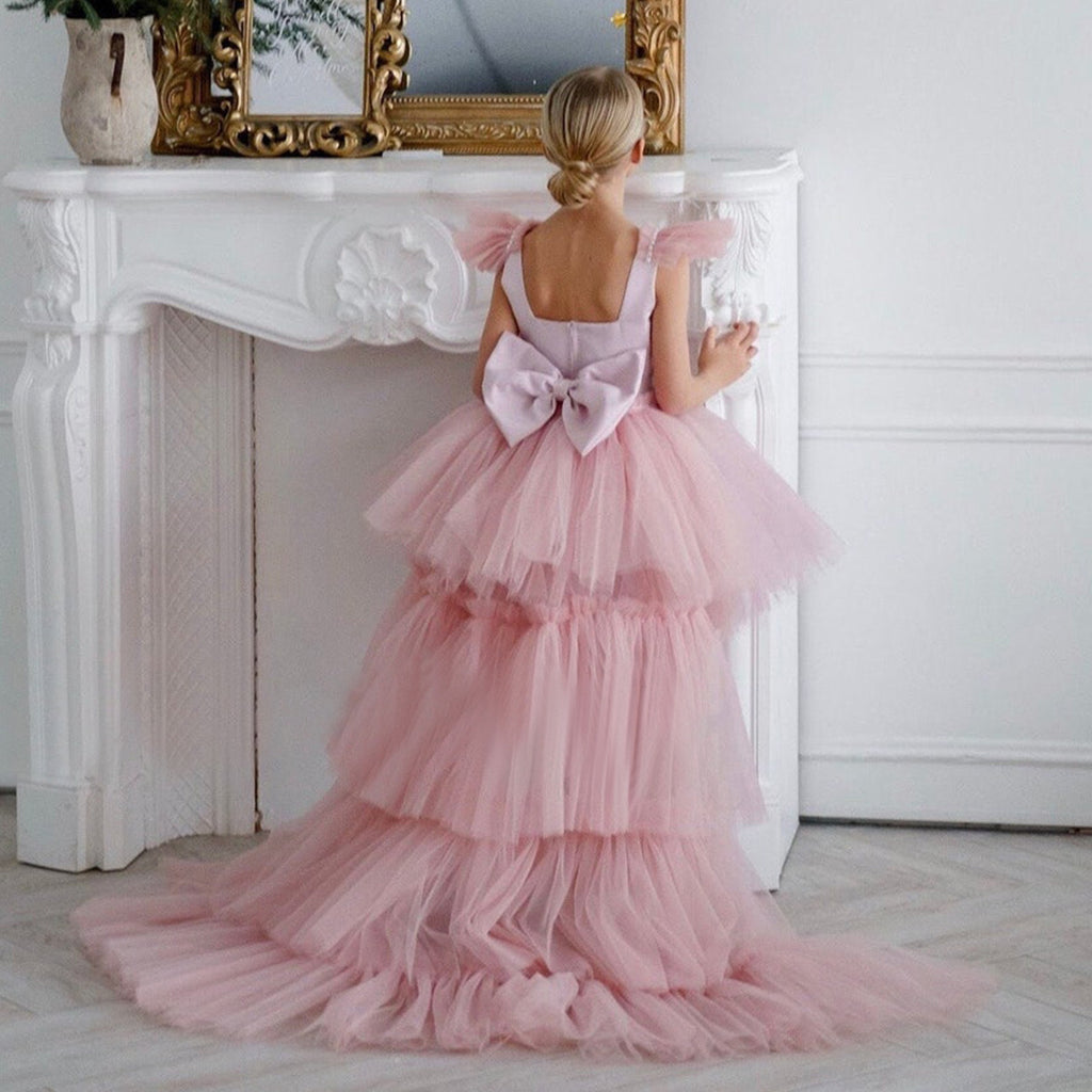 Girls' Princess Dress D34016 - Pink Fluffy Tulle Gown