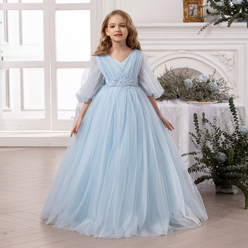 Girls Princess Dress D34025 - Premium Soft Fabric Ball Gown