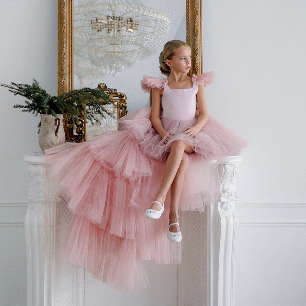 Girls' Princess Dress D34016 - Pink Fluffy Tulle Gown