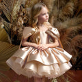Girls' Princess Dress 256167 - Wine Red & Gold Bow Formal Gown