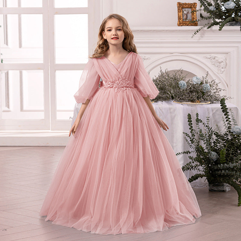 Girls Princess Dress D34025 - Premium Soft Fabric Ball Gown