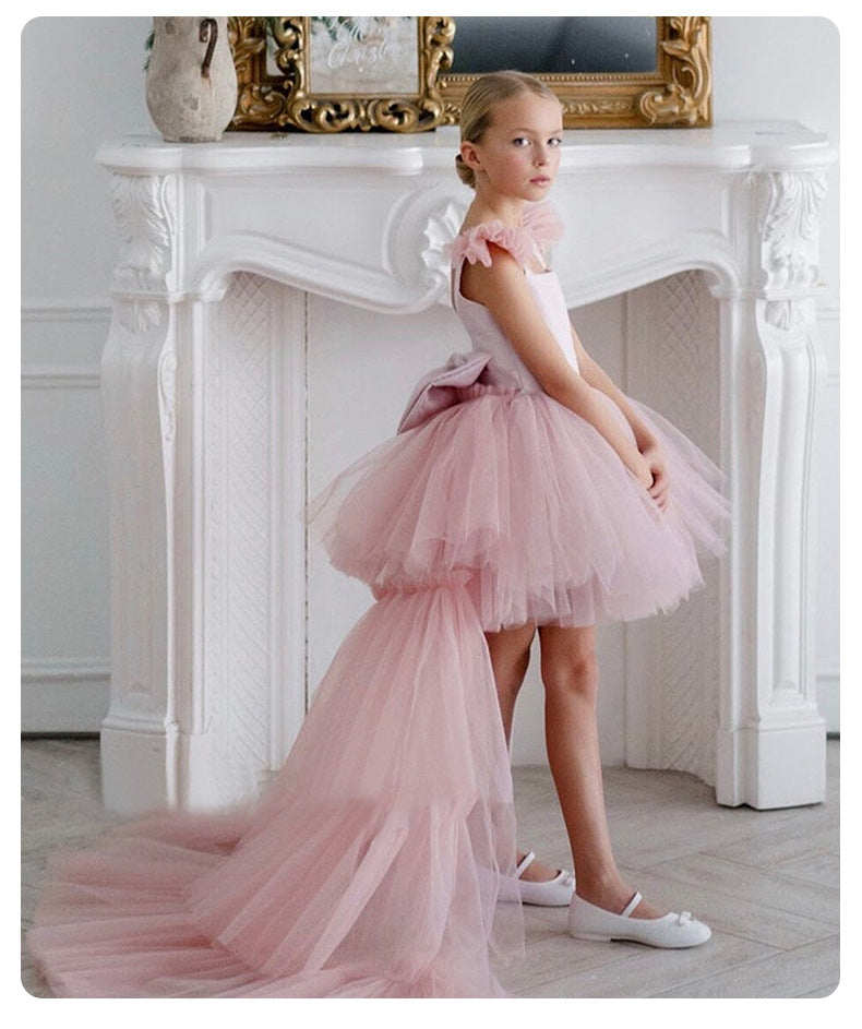 Girls' Princess Dress D34016 - Pink Fluffy Tulle Gown
